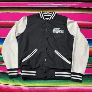 Lacoste Varsity Jacket Men's XS (2) Poly Cotton Black White Bomber Classic